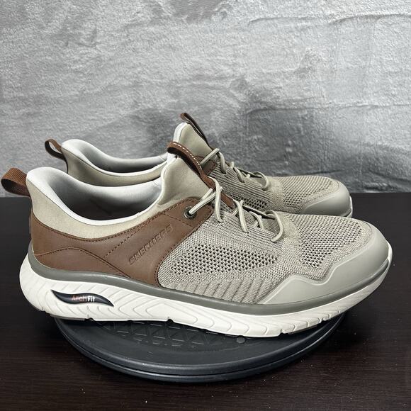 Skechers Men's Size 12 Taupe Brown Arch Fit Crosser-Emeric Slip Ins Sneaker - Picture 1 of 10